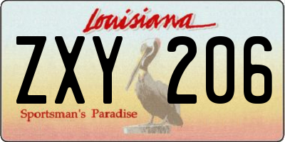 LA license plate ZXY206