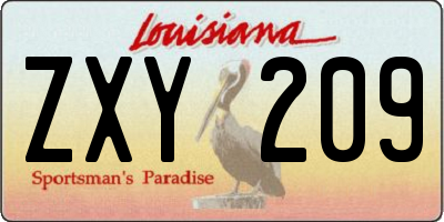 LA license plate ZXY209