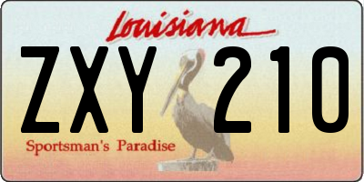 LA license plate ZXY210