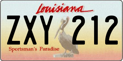 LA license plate ZXY212