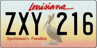 LA license plate ZXY216