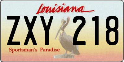 LA license plate ZXY218