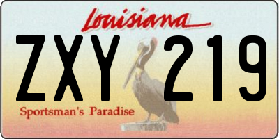 LA license plate ZXY219