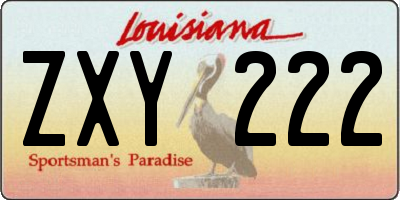 LA license plate ZXY222