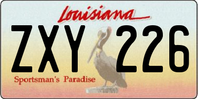 LA license plate ZXY226
