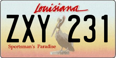 LA license plate ZXY231