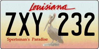 LA license plate ZXY232