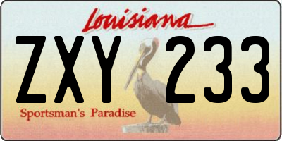LA license plate ZXY233