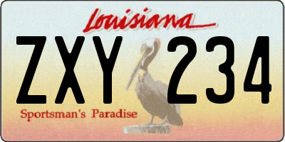 LA license plate ZXY234