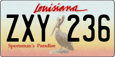LA license plate ZXY236