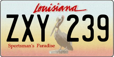 LA license plate ZXY239