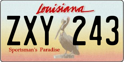 LA license plate ZXY243