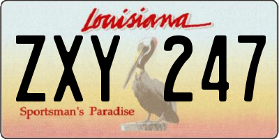 LA license plate ZXY247