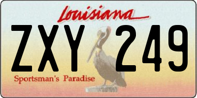 LA license plate ZXY249