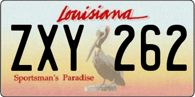 LA license plate ZXY262