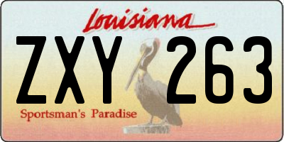 LA license plate ZXY263