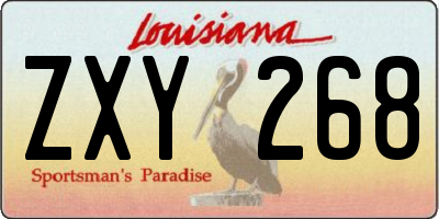 LA license plate ZXY268
