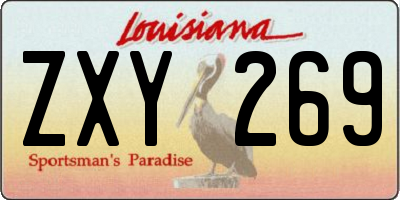 LA license plate ZXY269