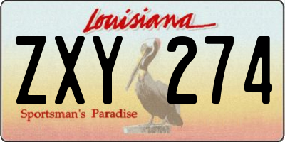 LA license plate ZXY274