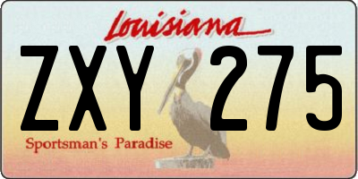 LA license plate ZXY275