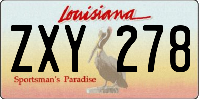 LA license plate ZXY278