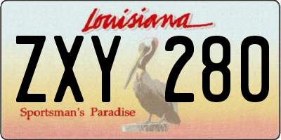 LA license plate ZXY280