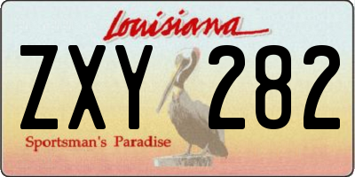 LA license plate ZXY282