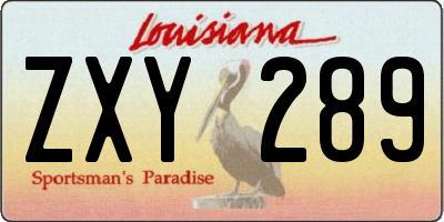 LA license plate ZXY289