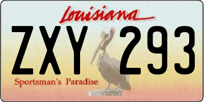 LA license plate ZXY293