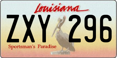 LA license plate ZXY296