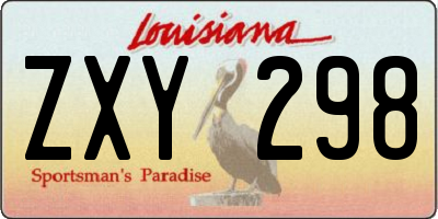 LA license plate ZXY298