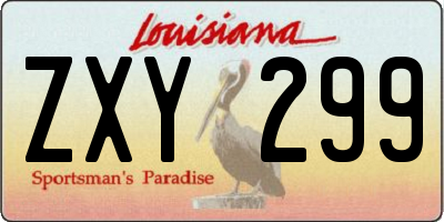 LA license plate ZXY299