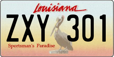LA license plate ZXY301