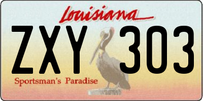 LA license plate ZXY303