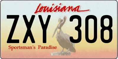 LA license plate ZXY308