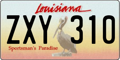 LA license plate ZXY310
