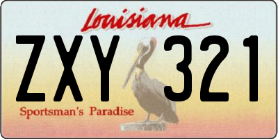 LA license plate ZXY321