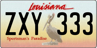 LA license plate ZXY333