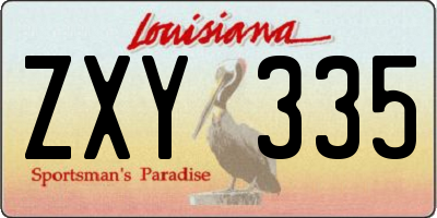 LA license plate ZXY335