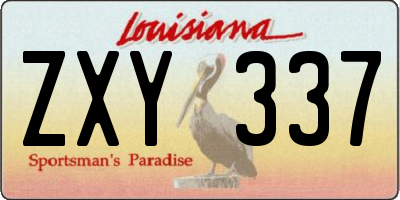 LA license plate ZXY337