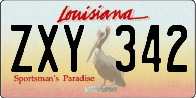 LA license plate ZXY342