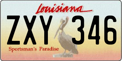 LA license plate ZXY346