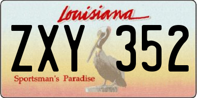 LA license plate ZXY352