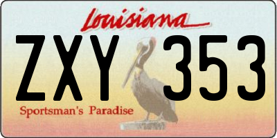 LA license plate ZXY353