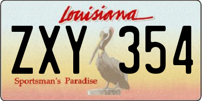 LA license plate ZXY354
