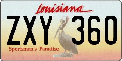 LA license plate ZXY360