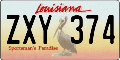 LA license plate ZXY374