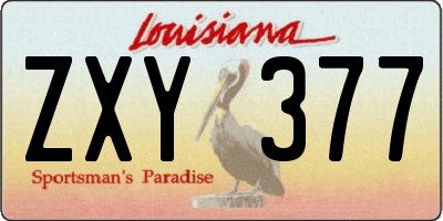 LA license plate ZXY377