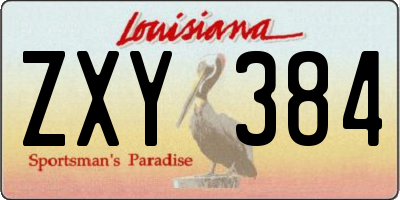 LA license plate ZXY384