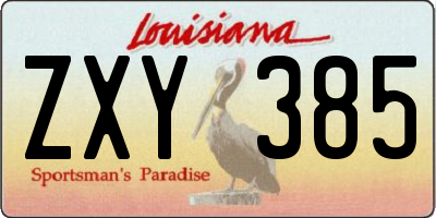 LA license plate ZXY385